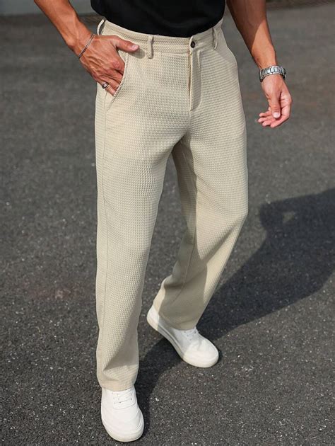 Manfinity Mode Men's Casual Pocket Straight Leg Suit Pants Slacks Pants ...