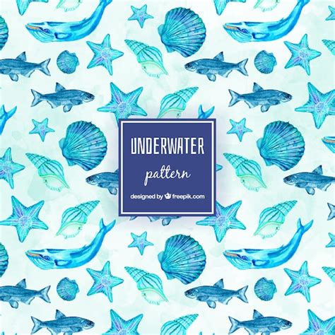 Watercolor sea life pattern | Free Vector