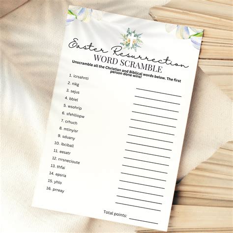 Easter Bible Word Scramble – Party Prints Press