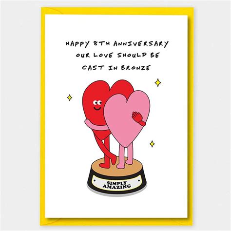 8th Anniversary Card Bronze Wedding Anniversary Card By I AM A
