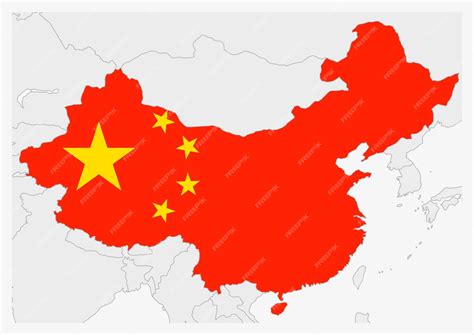 Premium Vector | China map highlighted in China flag colors gray map ...