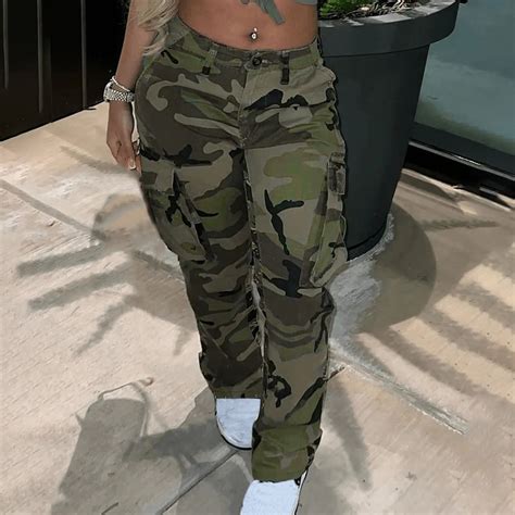 Edvintorg Women's High Waist Camouflage Cargo Pants, Loose Streetwear ...