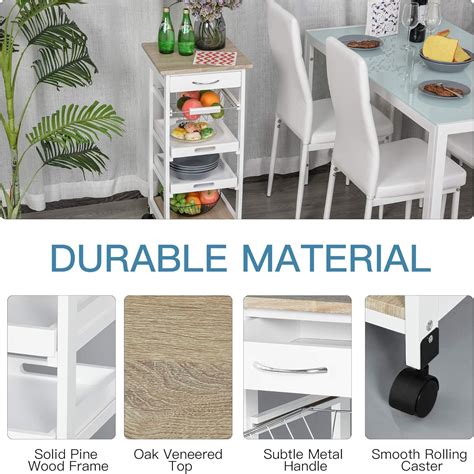 HOMCOM Mobile Kitchen Cart, Rolling Kitchen Island India | Ubuy