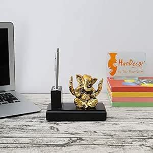 Two Moustaches Ganesha Design Pen Stand - Golden : Amazon.in: Office ...
