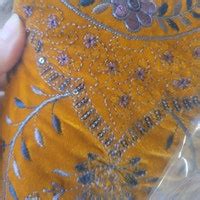 Buy Mustard Indian Embroidered Velvet Fabric by the Yard Dresses Making ...