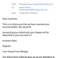 Whaaky.com — Refund of balance of defect product | 1292020