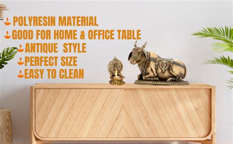 Buy NM Poly Resin Nandi Idol,Shiv Nandi,Pooja Decor,Pooja Murti,Home ...