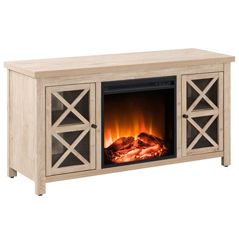 Modern Farmhouse TV Stand with Log Fireplace Insert India | Ubuy