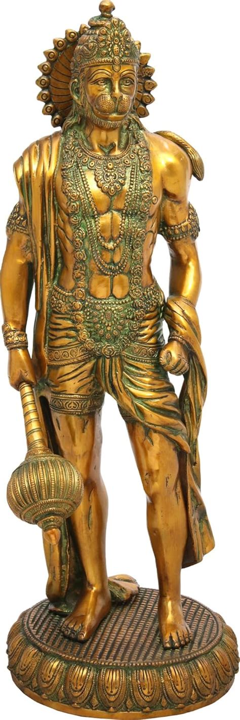 Buy Exotic India Lord Hanuman - Brass Statue - Color Greenish Gold ...