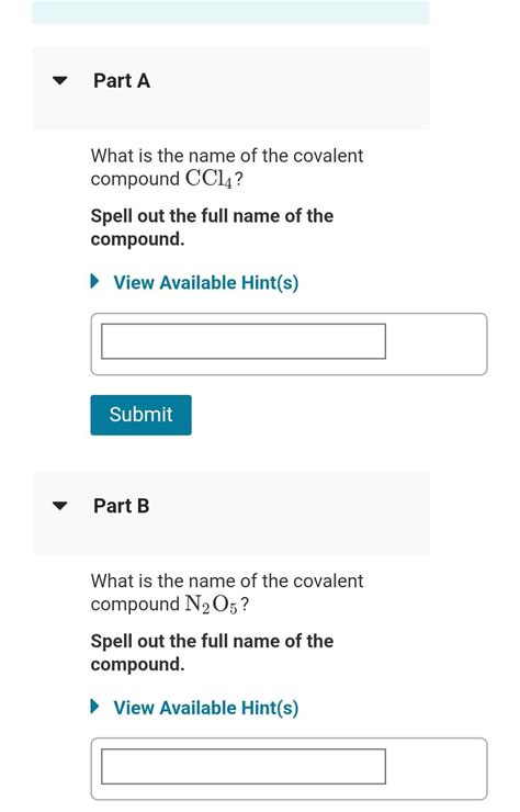 Solved What is the name of the covalent compound CCl4 ? | Chegg.com