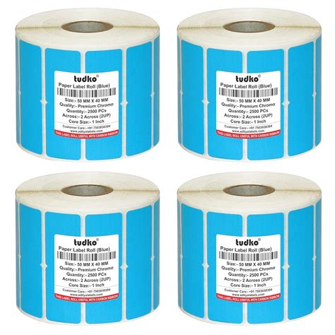 Tudko 38 mm X 25 mm (Blue) Chromo Barcode Paper Labels, 4000 Labels in ...