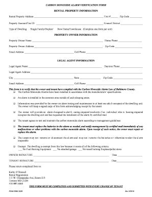 Carbon Monoxide Alarm Verification Form - Fill Online, Printable ...