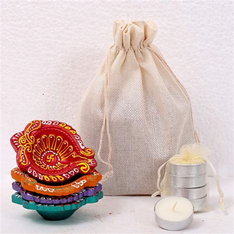 Buy ARVANA Handmade Terracotta Diya & tealight Candles for Diwali Diyas ...
