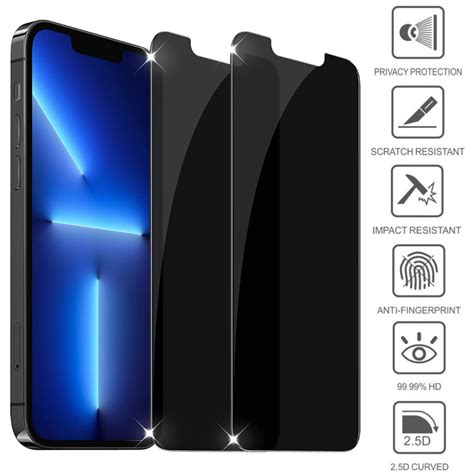 Buy For iPhone 14 13 12 11 Pro Max Tempered Glass Privacy Screen ...