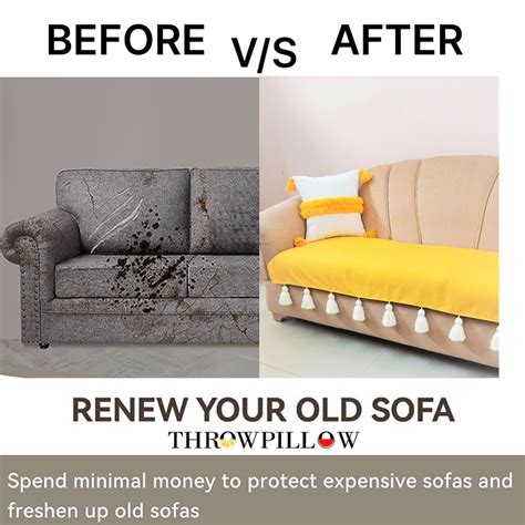 Yellow 4 Seater Sofa Cover With Tassels|4 Seater Sofa Cover Set|Seat ...