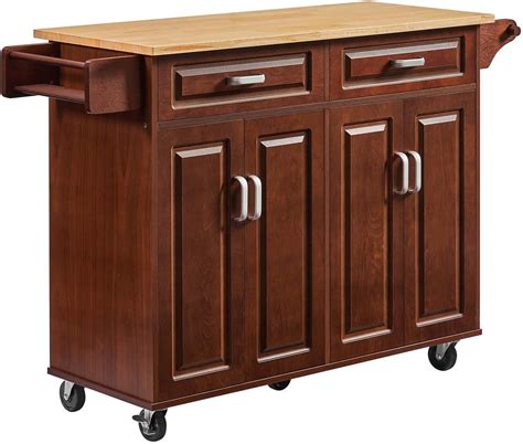 Amazon.com: Lyromix Walnut 54" Rolling Kitchen Island on Wheels, Large ...