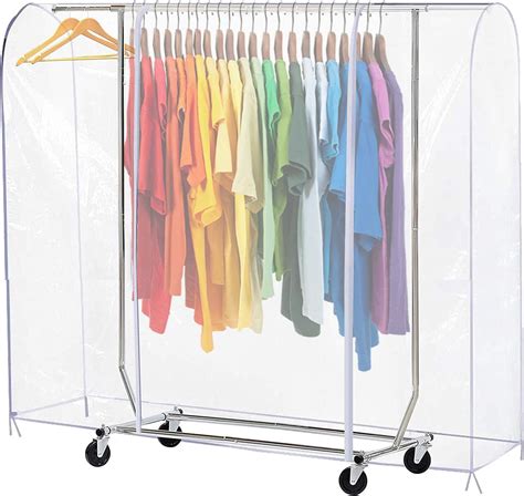 Amazon.com: HERSENT 71" L Clear Garment Rack Cover, Clothes Rack Covers ...