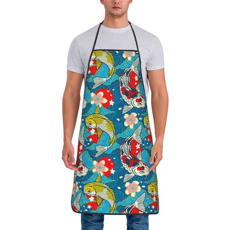 Zeuib Japanese Koi Print Unisex Waterproof Aprons ,Cooking Aprons for ...