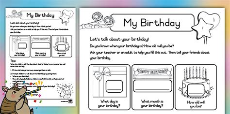 Grade R English - All About Me - Worksheet: My Birthday