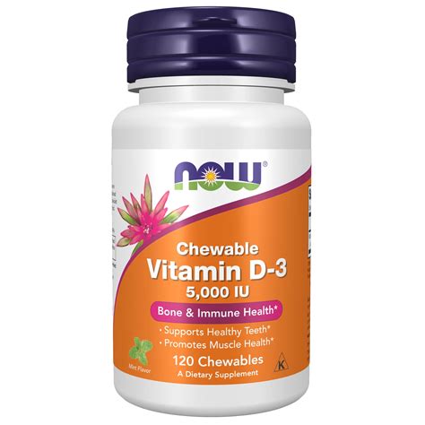 NOW Supplements Chewable Vitamin D-3 5,000 IU, Supports Immune System ...
