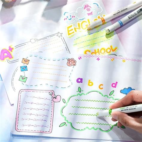 Linear Color Pen Highlighter Pen Set Line Markers Colors for Adults ...