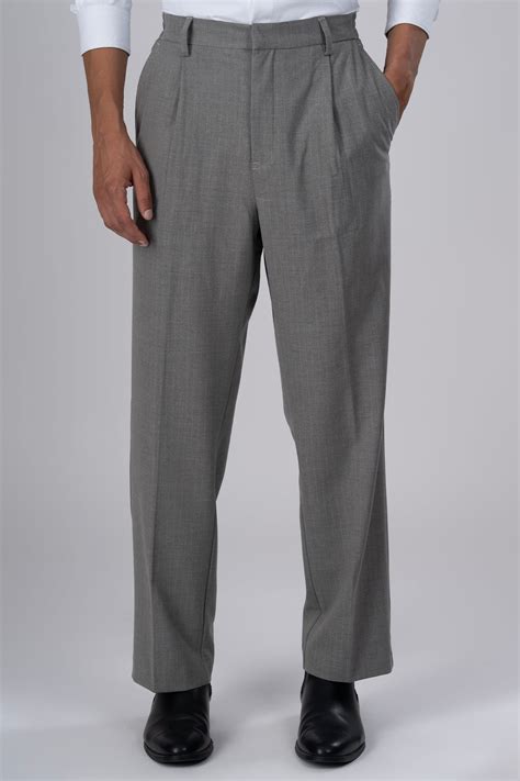 Tailoraedge Soft Miracle Pinstriped Relaxed Pants For Men Dark Grey