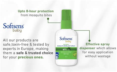 Softsens Baby Natural Mosquito Repellent Spray with Eucalyptus ...