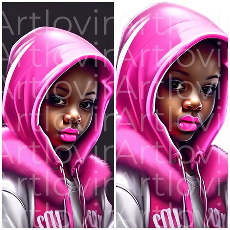Digital Art Clipart Cool Black Girl Hoodie Jpg Png - Etsy