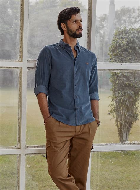 Andamen Chilika Prussian Corduroy Shirt