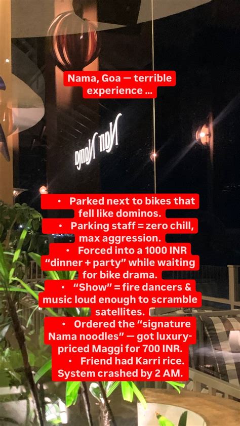 Menu at Nama - Waterfront Eatery & Bar (Badem -Siolim), Arpora