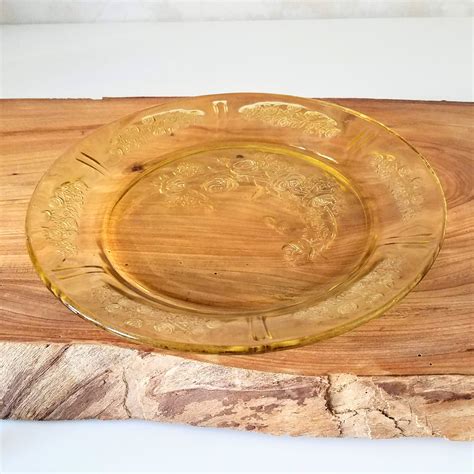 Yellow Depression Glassware, Federal Glass Amber Plate, Rose of Sharon ...