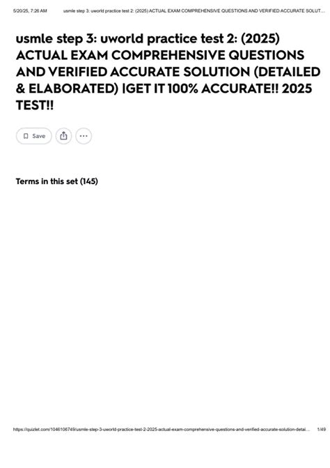 usmle step 3: uworld practice test 2: (2025) ACTUAL EXAM COMPREHENSIVE ...