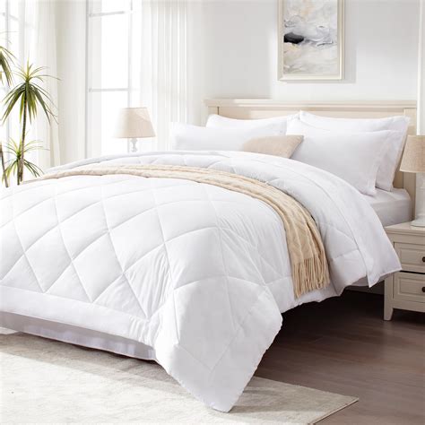 Love's cabin King Size Comforter Set White, 7 Pieces King Bed in a Bag ...