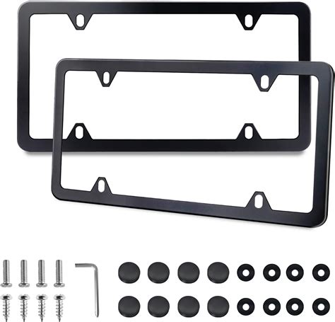 Amazon.com: Lrokimg License Plate Frames Black, 2Pcs 4 Hole License ...