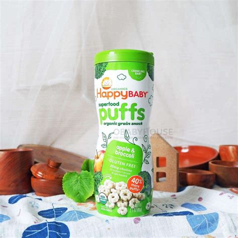 Happy Baby Superfood Puffs Apple & Broccoli 60 gram – Obabyhouse