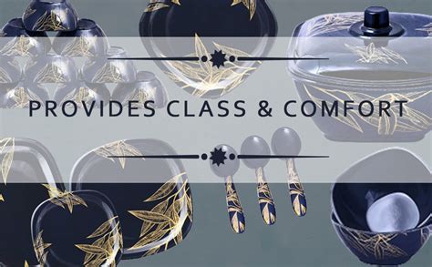 Serve n Style Melamine Dinner Set Pack 40 Pieces - Square Shaped, Black ...