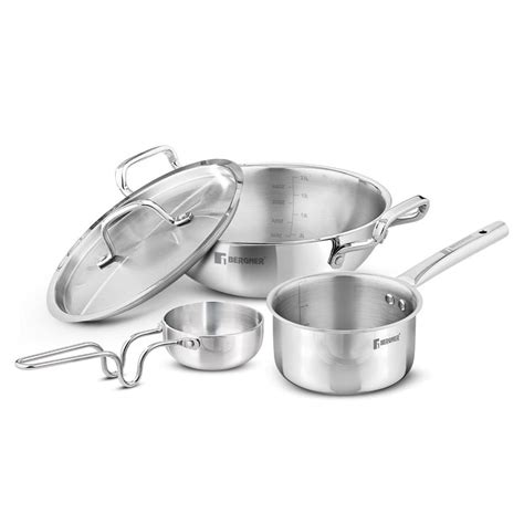 TriPro 4 Pcs Tri-Ply Stainless Steel Cookware Combo