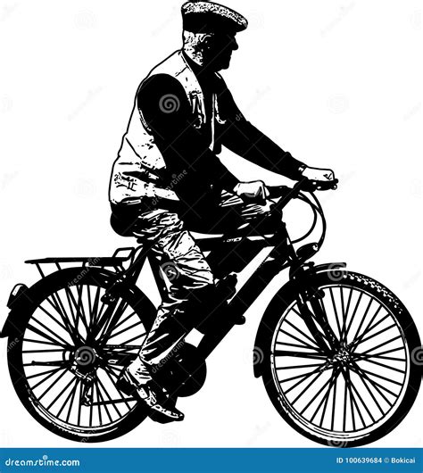 Elderly Man Riding Bicycle Sketch Illustration Stock Vector - Illustration of activity ...