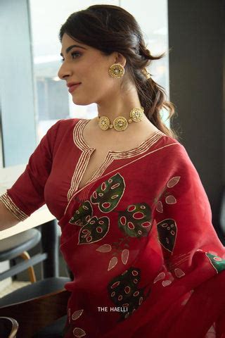 Cham Cham Red Organza Silk Saree – The Haelli