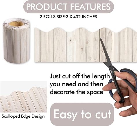 Buy 72ft Bulletin Board Border Decorations - 2 Rolls White Wood ...