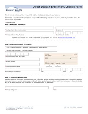 Direct Deposit Enrollment Form - Blank Fillable Template | Fill Out ...