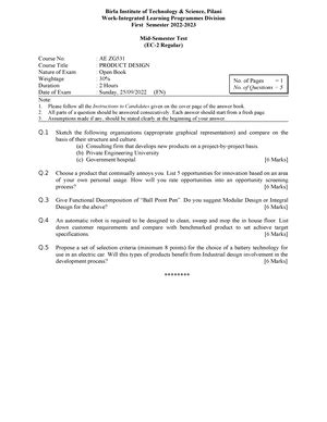 AE ZG531 EC-3R First SEM 2022-2023 - Birla Institute of Technology ...