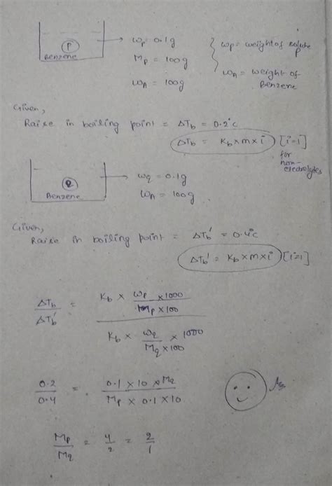 A solution containing 0.1 g of non-volatile organic substance p ...
