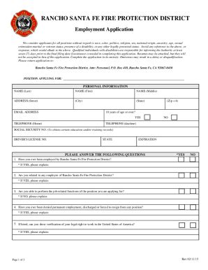 CA Volunteer Firefighter Application Packet - Rancho Santa Fe 2015-2026 ...