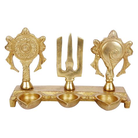 Buy Artvarko Brass Tirupati Balaji Shankh Chakra Namah Diya Oil ...