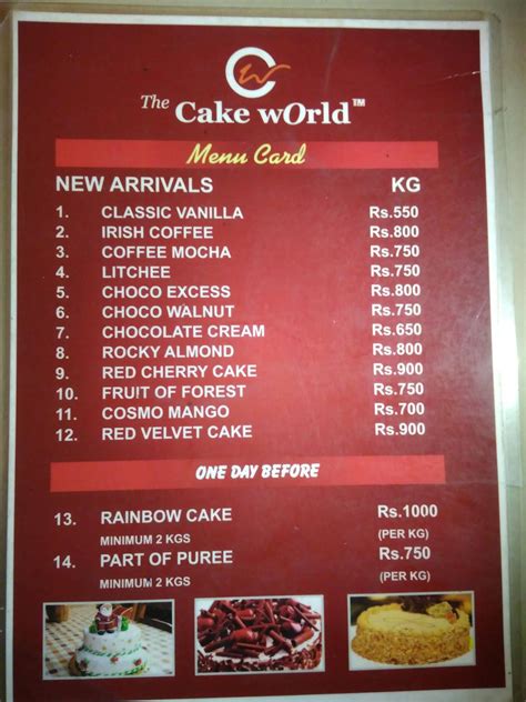 Menu at The Cake World - Adambakkam (R), Chennai, 17
