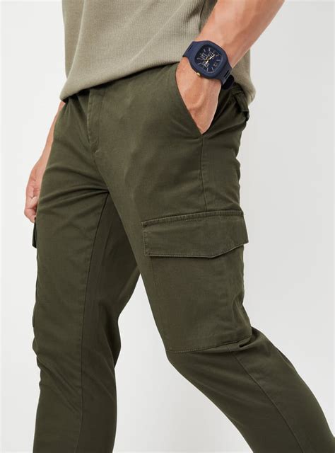Buy Men Solid Slim Fit Cargo Trousers Online at just Rs. 1499.0 ...