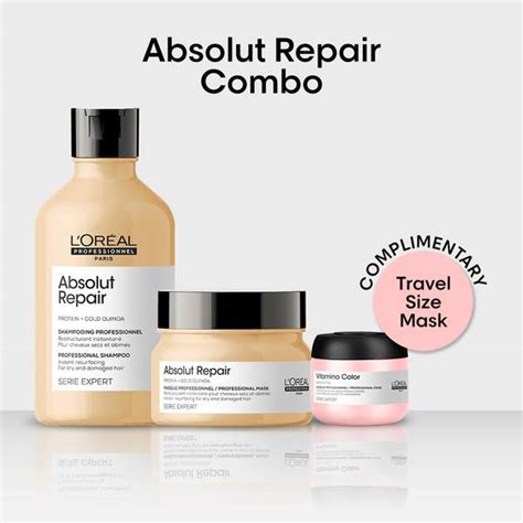 L'Oral Professionnel Absolute Repair Shampoo+Mask+Free Travel Size Hair ...