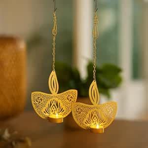 Buy CraftVatika Tealight Candle Holder Set of 2, Diwali Decoration ...