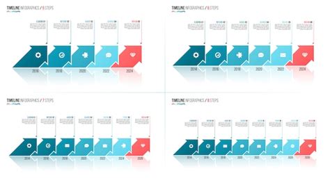Arrows shaped timeline infographic templates. 5 6 7 8 steps, option ...